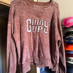 Giddy Up Women's Brown Sweater